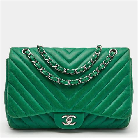 chanel green chevron vintage|Chanel Green Handbag .